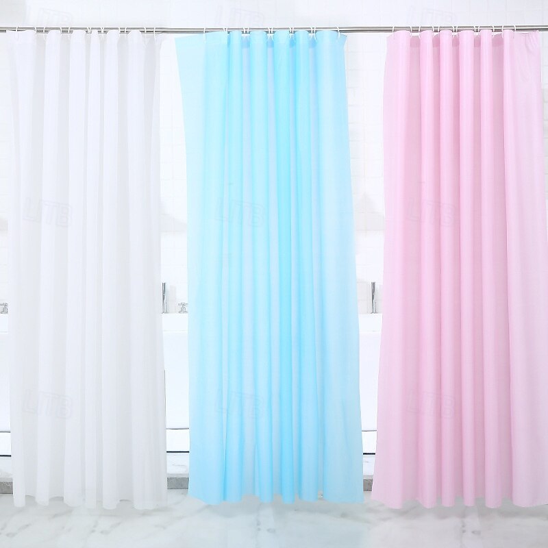 Shower Curtains Mould Proof Resistant, Waterproof PEVA Shower Curtain Heavy Duty Bathroom Curtains, With White 12 Plastic Hooks, 180cm x 180cm4