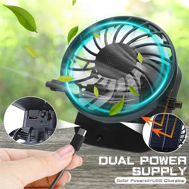 Outdoor Solar Multi-Fan Cap with Detachable Double Fans – Adjustable 3-Speed Wind Power & USB Charging Port3