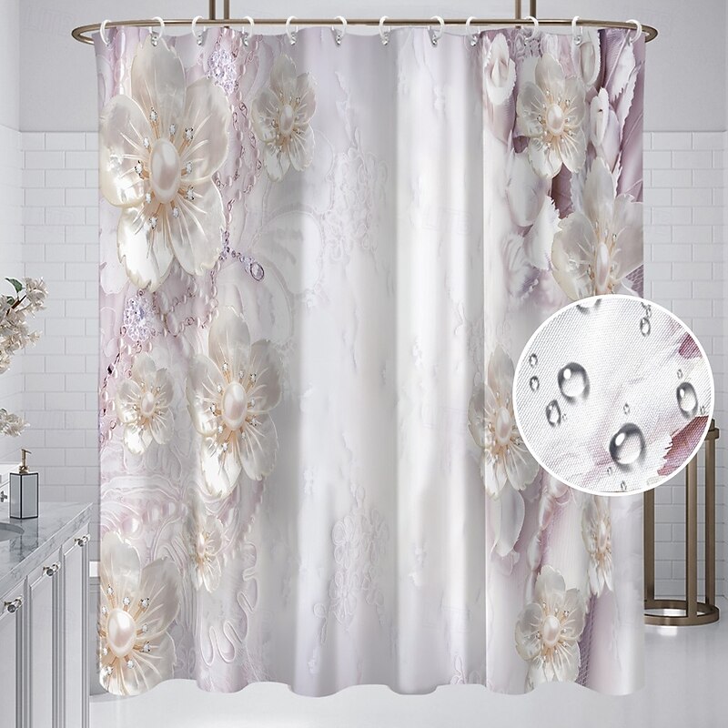 Shower Curtain with Hooks 180cm*180cm(70