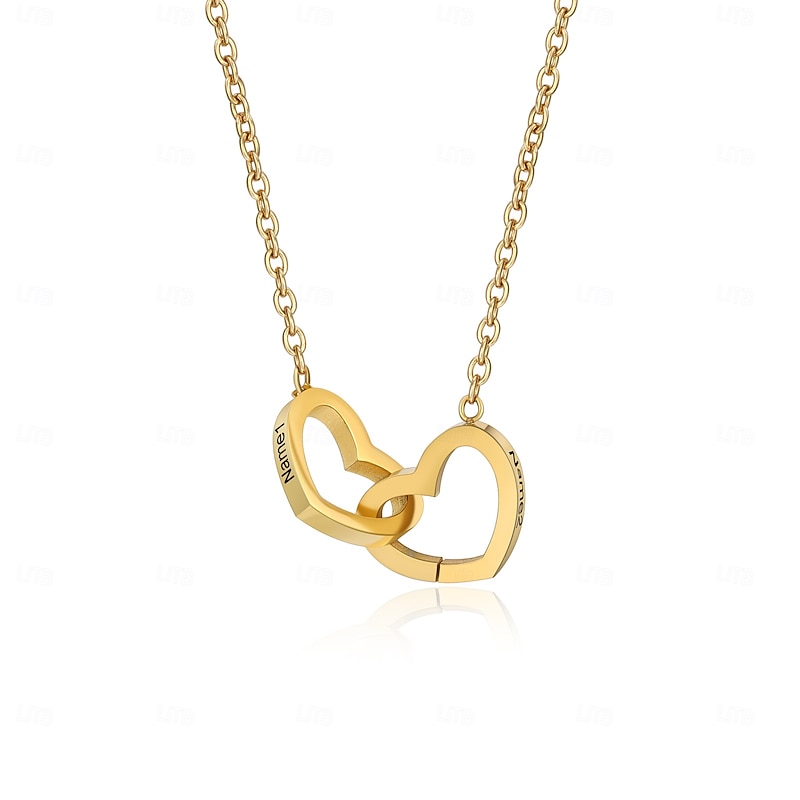 Heart Link Necklace, Personalized Name Pendant, Perfect Gift for Girlfriend Wife Mom, Mother's Day Valentine's Day Christmas Birthday Anniversary, Elegant Everyday or Special Occasion Accessory