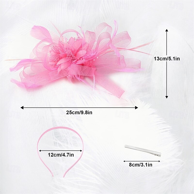 Women's Fascinators Feathers Mesh Ribbons Kentucky Derby Hat Tea Party Hats with Headband and Clip Fascinator Hat2