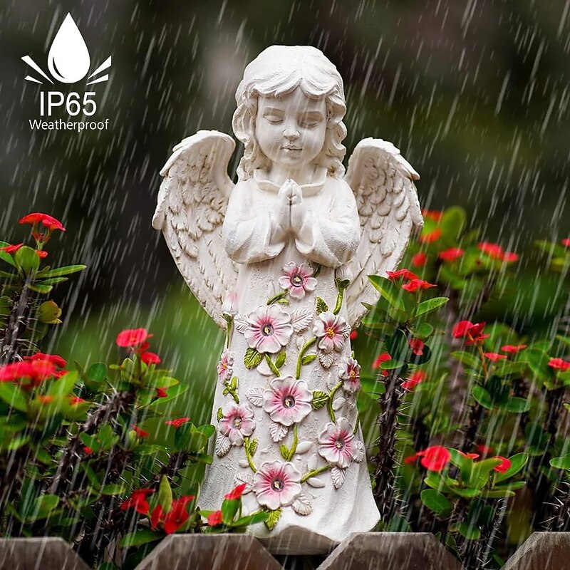 1 Pc Outdoor Solar Waterproof Angel Wings Decorative Light Courtyard Garden Path Lawn Balcony Terrace Landscape Light Pendant Light Statue Light