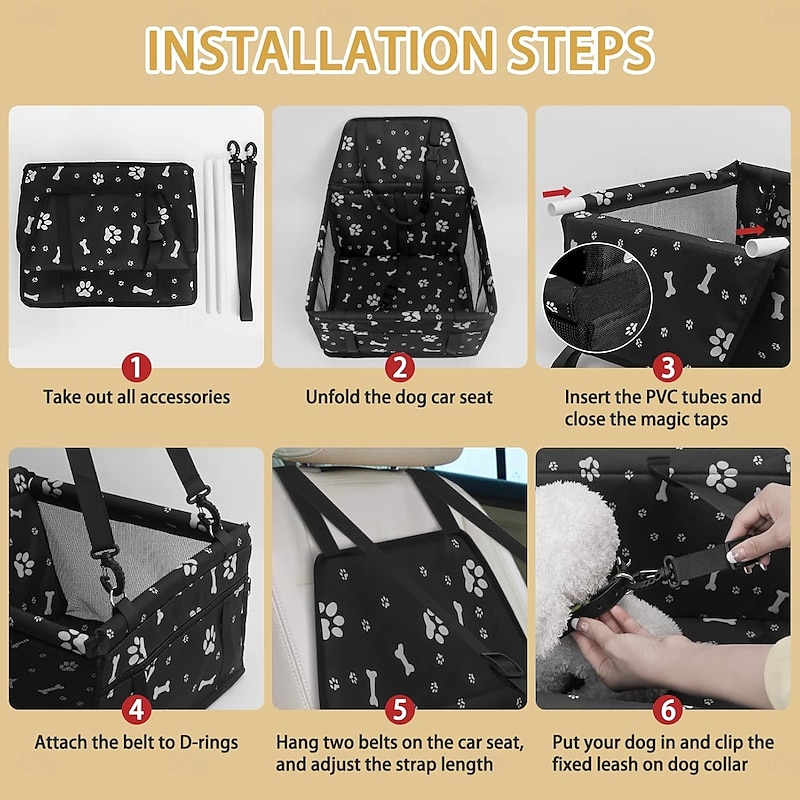 Foldable Dog Car Booster Seat Waterproof Breathable Travel Bag for Small to Medium Dogs2