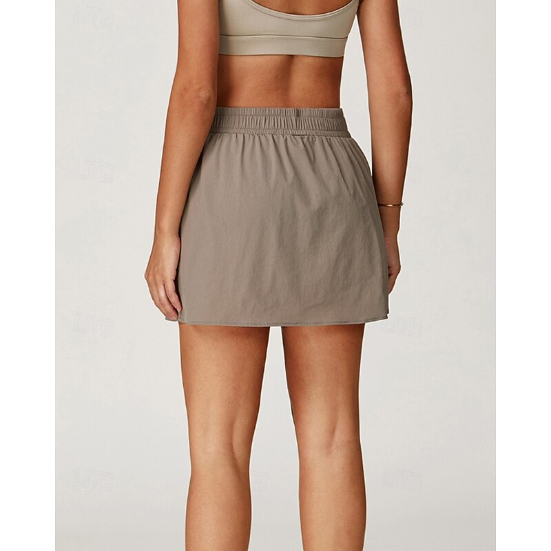 Women's Solid Colored Tennis Skirts Tennis Skirts with Shorts Pleated UPF50+ Quick Dry Tennis Golf Pickleball Bottoms Black Ivory Light Green Tennis Clothing4