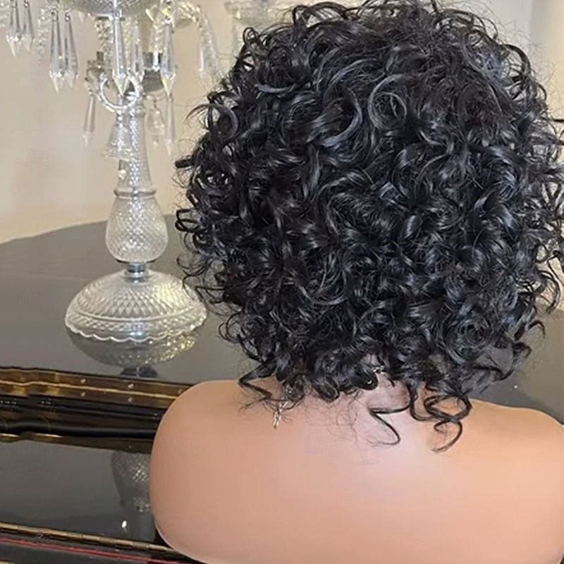 Human Hair 5x5 Closure 13x4 Lace Front Wig With Bangs Brazilian Hair Loose Wave Black Wig 130% 150% Density 100% Virgin Glueless Pre-Plucked For Women Short Human Hair Lace Wig4