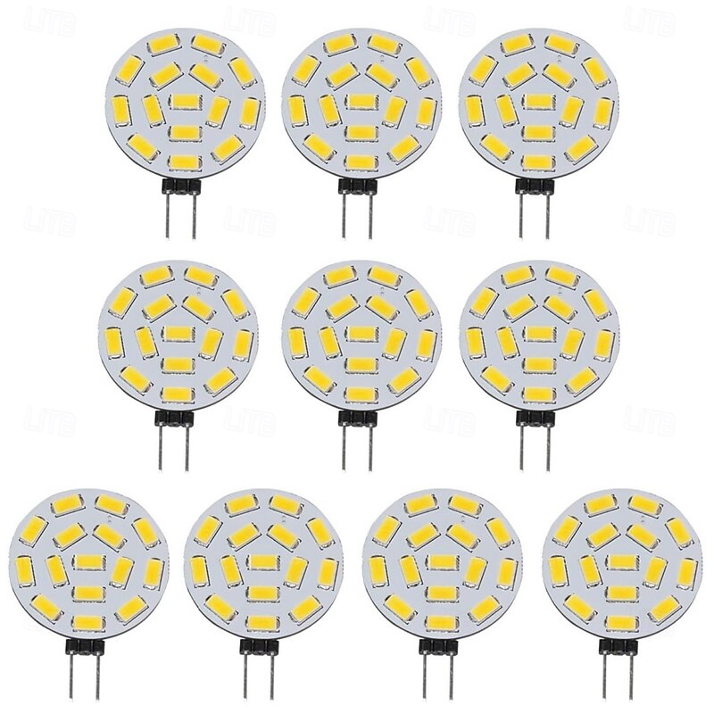 G4 Bi-pin Base LED Light Bulbs 10-30V G4 15 SMD 5730 LED Corn Light Equivalent to 20W Halogen Bulb Replacement for Interior decorative lights Chandelier Crystal Light 10Pcs