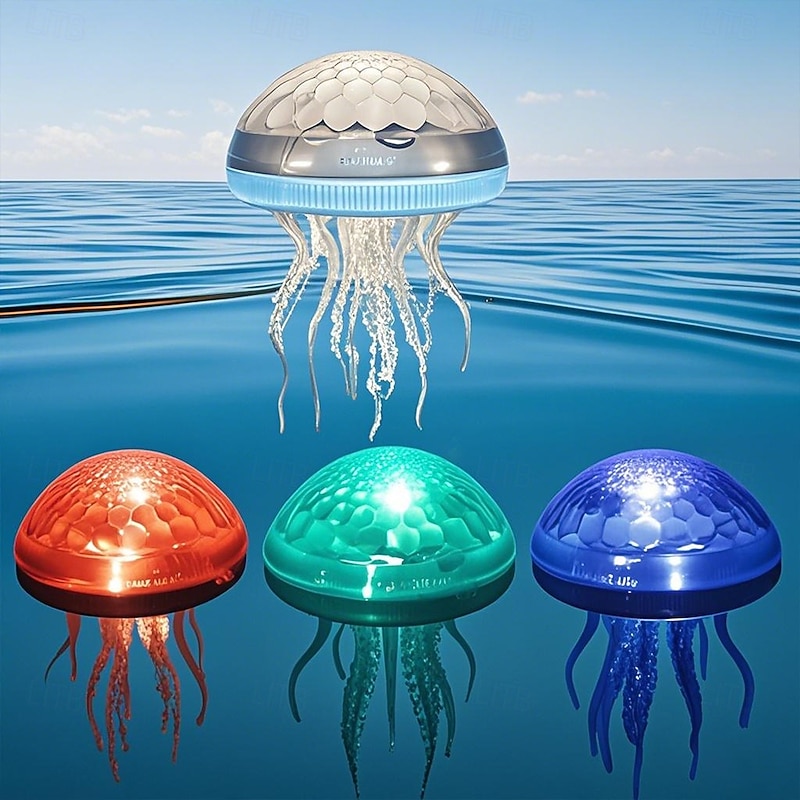 1 Pc Outdoor Solar Jellyfish Lighs Garden Lights Water Float Light Diy Assembly Pool Light Pool Fountain Light Colorful Outdoor Party Atmosphere Light3