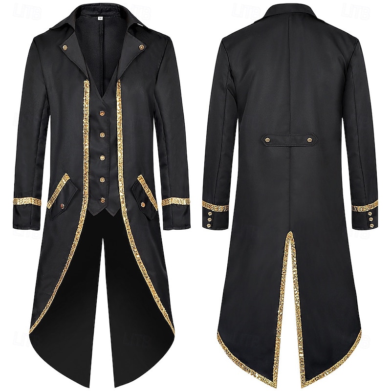 Retro Vintage Rococo Medieval Coat Tuxedo Tailcoat Fancy Dress Men's Royal Halloween Carnival Party LARP Ren Faire Adults' Coat All Seasons2
