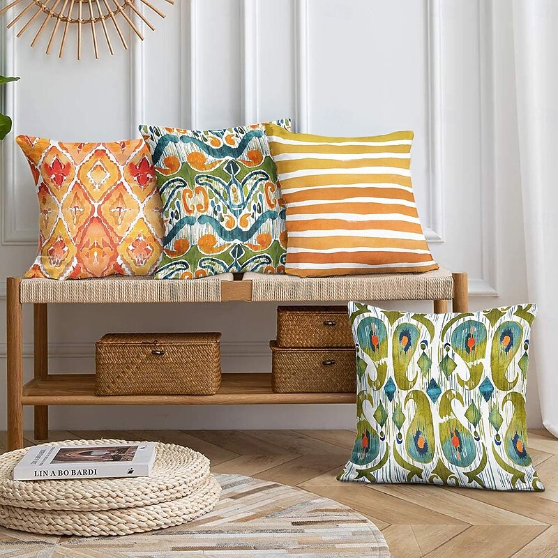 Outdoor Waterproof Cushion Covers Bohemian Cushions Abstract Garden Cushion Covers Invisible Zipper Double-sided Print Decorative Pillows for Sofa Patio Home Decor Gifts2