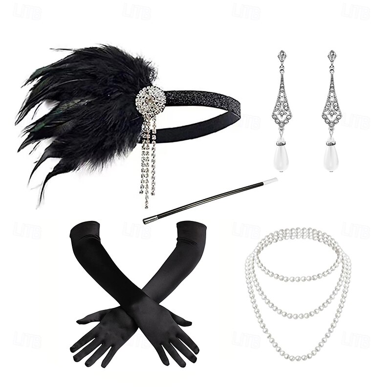 1920s The Great Gatsby Flapper Headband The Great Gatsby Feather Retro Sparkling Glitter Vintage Fancy Dress Women's Carnival Valentine's Day Masquerade Party Evening Wear Masquerade Festival Adults'4