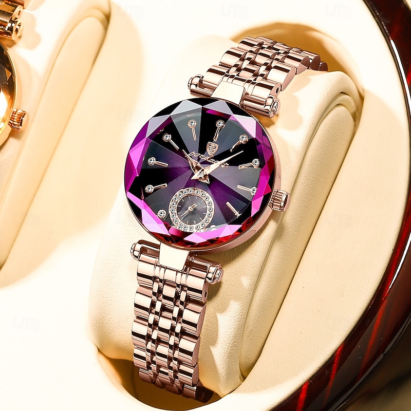Women Quartz Watch Wrist Watch Rhinestone Wristwatch Waterproof Decoration Stainless Steel Strap Watch