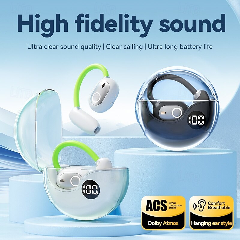 M80 Hands Free Telephone Driving Headset Ear Clip Bluetooth 5.3 Ergonomic Design Surround sound HIFI for Fitness Gym Workout Mobile Phone2