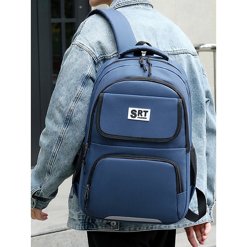 Men's Casual Backpack with Multiple Compartments, Durable Nylon Material, Stylish Design for School, Travel, and Everyday Use - Available in Green, Gray, Blue, and Black