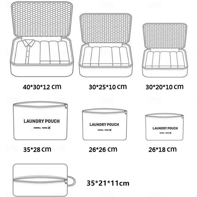 7Pack Compression Packing Cubes Set for Travel, Luggage Organizer Storage Bags, Toiletry & Cosmetic Sorting Pouch, Foldable Drawstring Luggage Bags2