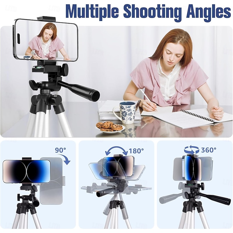 Phone Tripod, Tripod for Phone Holder Mount/Wireless Remote for Cell Phone/Camera/Webcam/GoPro, Tabletop Lightweight Tripod for iOS/Android/Smartphone3