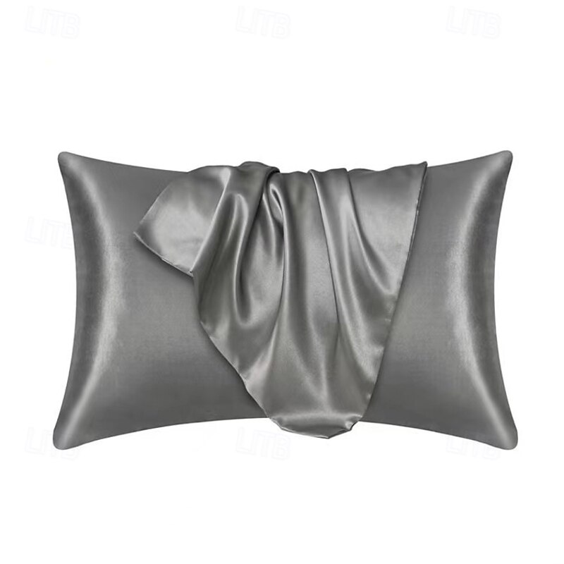 Imitation Silk Solid Color Pillowcase Envelope Pillowcase3