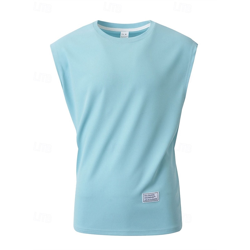 Men's Waffle Tee Tank Top Vest Top Undershirt Sleeveless Crew Neck Summer Plain Fashion Designer Basic Classic Vacation Street Going out Black White Pink Top Tee for Men2