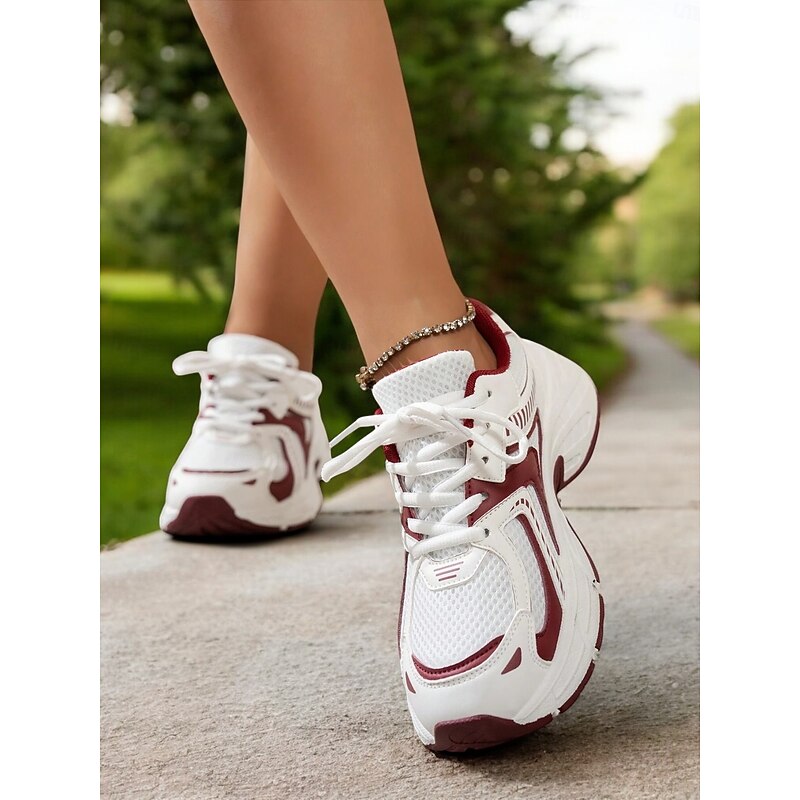 Women's Color Block Dad Shoes – Lightweight Breathable Sneakers for Gym, Walking & Casual Wear