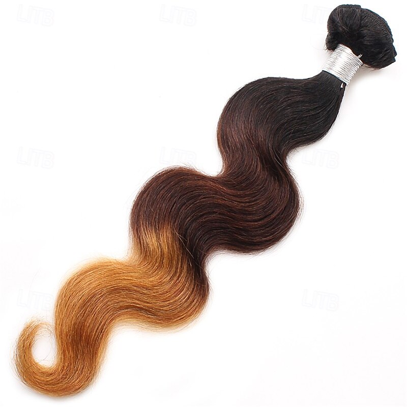 1 Bundle Real Human Hair  Tricolor Bundle T1B/4/27# Body Wave Human Hair 14-24 Inches2