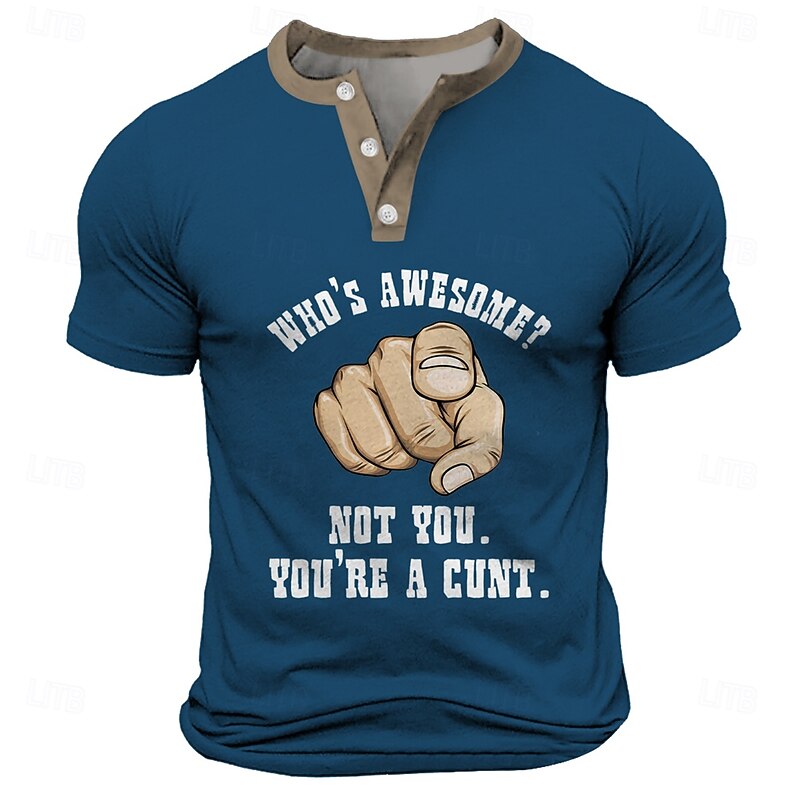 Men's T Shirt Henley Shirt Short Sleeve T shirt 3D Print Henley Shirt Sports Fashion Daily Street Sports Outdoor Casual Black Red Blue Summer Spring Clothing Apparel S M L XL XXL XXXL2