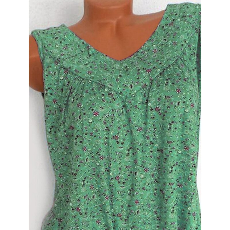 Women's Camisole Tank Top Floral Daily Casual Sleeveless V Neck Regular Tops Daily Print Black White Pink Green Summer2