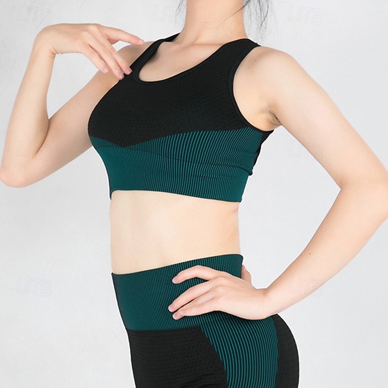 Women's Sports Bra Crew Neck Quick Dry Lightweight Breathable Cross Back Sleeveless Light Support Sports Color Block Sports Bra For Gym Workout Gymnastics Running Activewear3