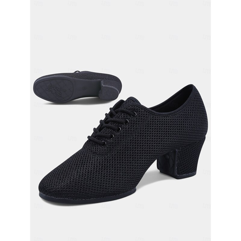 Women's Mesh Lace-Up Flat Dance Shoes with Anti-Slip Rubber Sole – Soft Training Shoes for Ballroom, Practice, and Latin Dance3