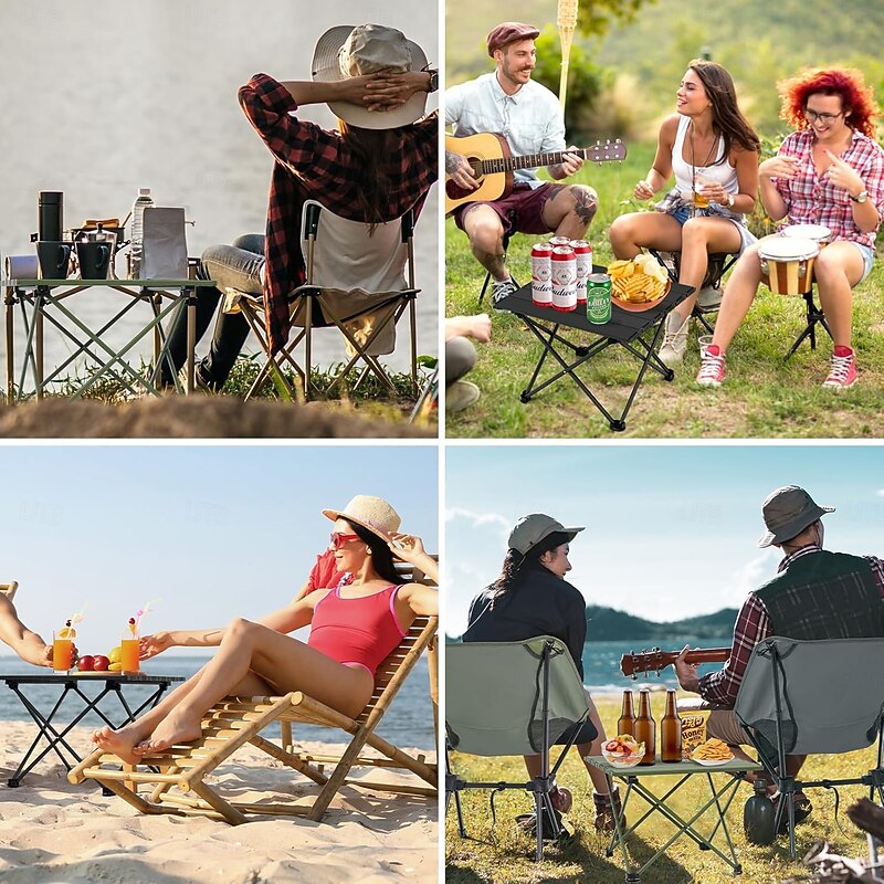 Portable Camping Side Table, Ultralight Aluminum Folding Beach Table with Carry Bag for Outdoor Cooking, Picnic, Camp, Boat, Travel4