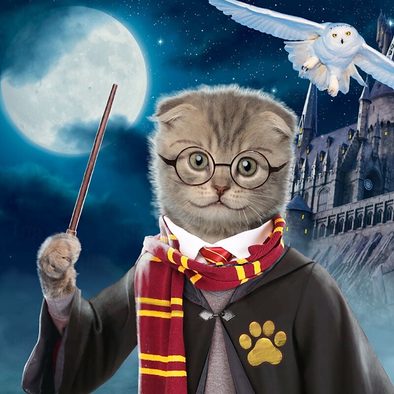 Hairy Pawter VINCENT HIE Men's Cat T Shirt Short Sleeve T shirt 3D Print Crew Neck Shirt Exaggerated Designer Party Street Casual Blue Summer Spring All Seasons Clothing Apparel S M L XL XXL XXXL 4XL2