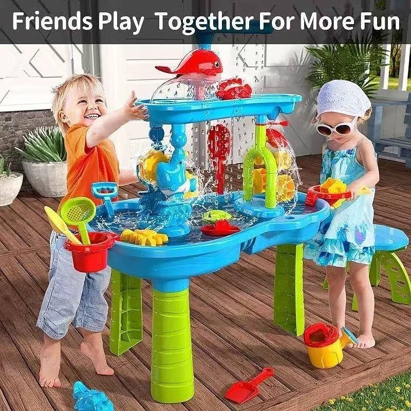 Water Table for Toddler 3-5 1-3 - Outdoor Kids Water Table - Sand Sensory Table Beach Summer Toys Sandbox Activity Table Outdside Water Toys Splash Table Water Table for Girls 3-5 4-8 Pink