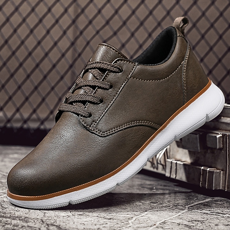 Men's Faux Leather Oxford Sneakers – Stylish Lace-Up Casual Shoes for Work, Weekend Outings  and Office Wear