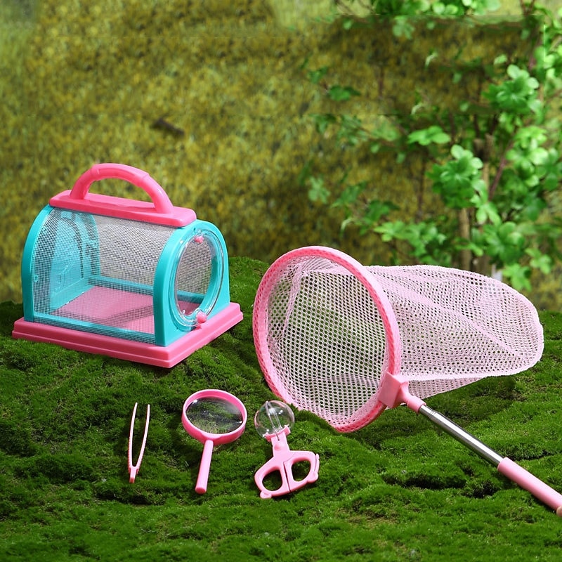 Bug Bungalow Insect Catching Kit with Mesh Case Magnifying Container Tweezers & Magnifier - Educational Outdoor Toys for Toddlers - Nature Exploration Set for Kids 3 Years