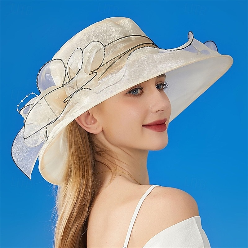 Kentucky 2025 Derby Hat for Women Ladies Organza Fascinator Easter Tea Party Bridal Church Sunday Sun Hat2
