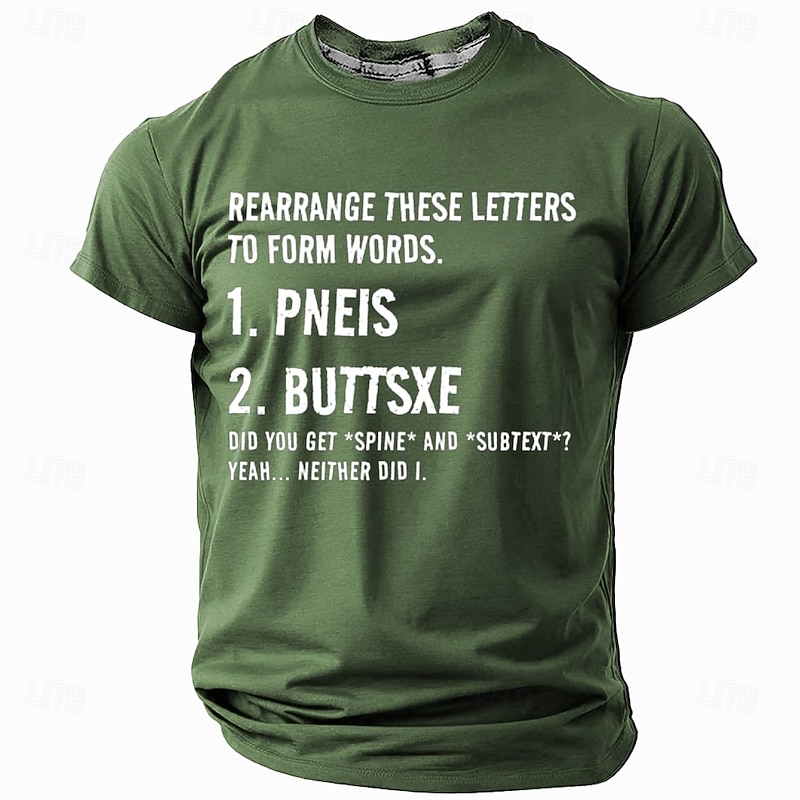 Men's Funny Graphic T-Shirt - Adult Wordplay Letter Puzzle Humor Tee3