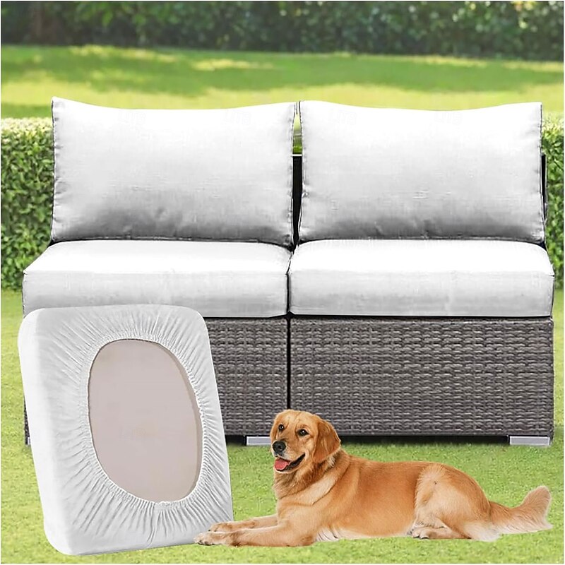 Outdoor Patio Cushion Covers, Stretch Fit Garden Furniture Seat Covers, Polyester Replacement for Patio, Balcony & Indoor Chairs4