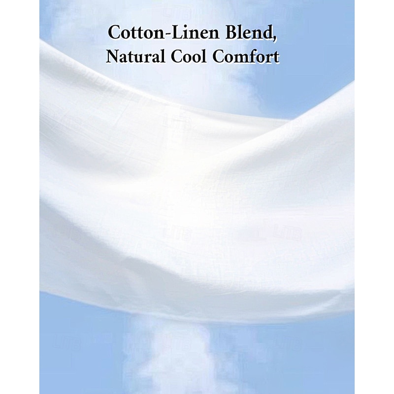 Men's Cotton Pants Pocket Drawstring Elastic Waist Plain Comfort Breathable Vacation Beach Boho Black White3