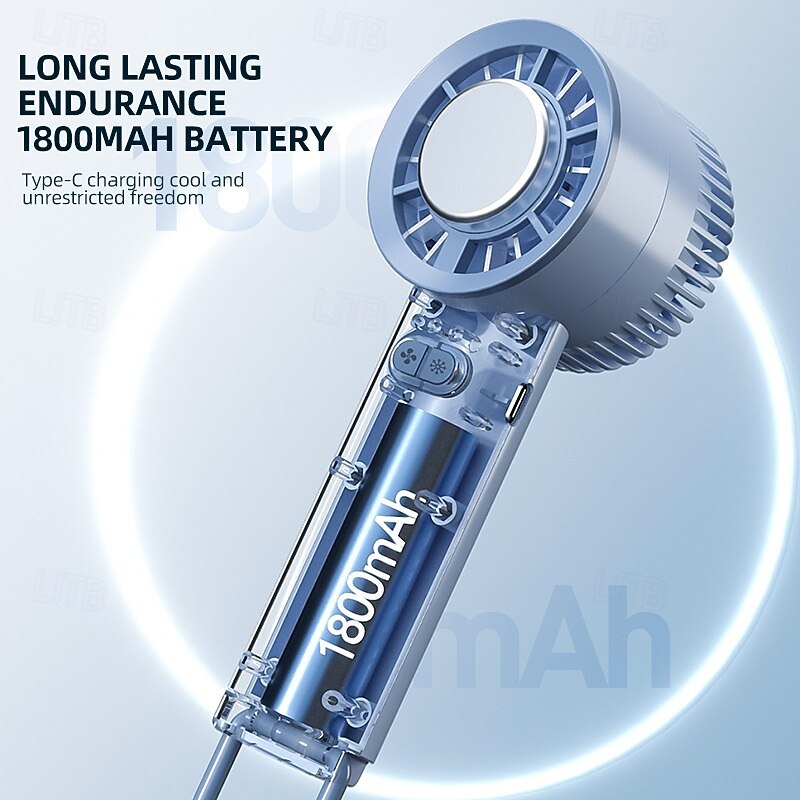 Mini Handheld Fan with Ice Cooling Plate, Turbo Silent Motor, 3-Speed, 1800mAh USB Rechargeable, Portable Desktop & Pocket Fan for Summer Travel Office Outdoor2