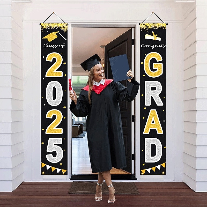 2025 Graduation Decorations Congrats Grad Porch Banner for Any Schools or Grades 2025 Graduation Party Decorations2