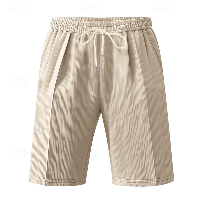 Men's Shorts Summer Shorts Beach Shorts Casual Shorts Pocket Drawstring Elastic Waist Plain Comfort Breathable Short Outdoor Vacation Sport Casual Black White3