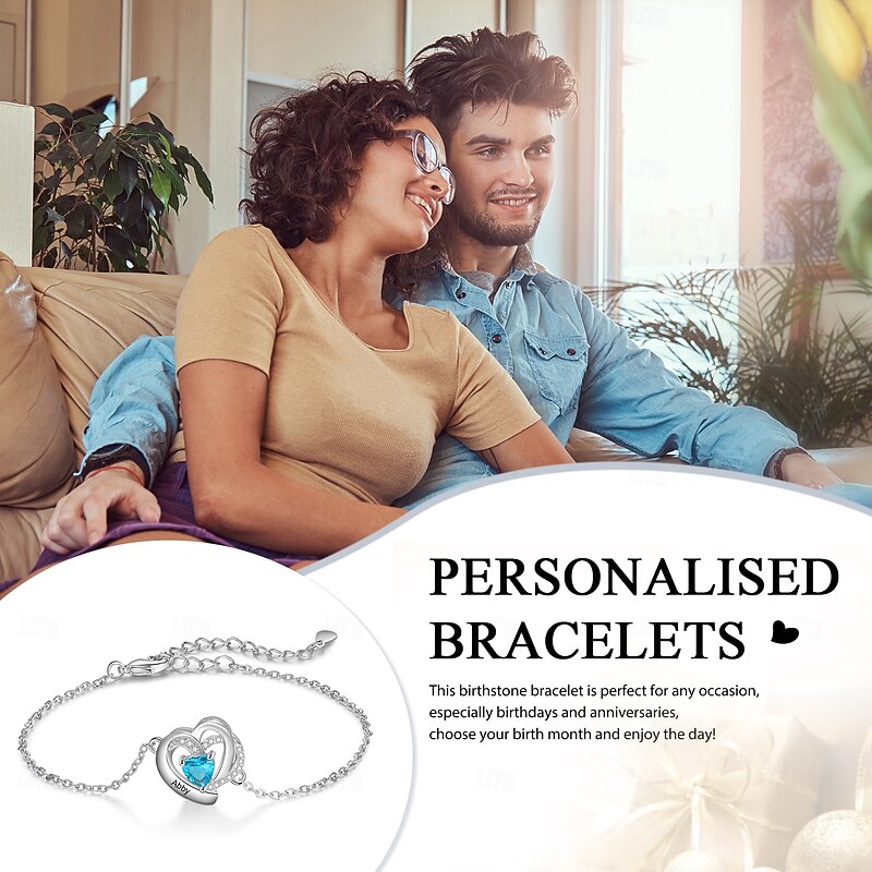 Personalized Birthstone Bracelet Custom Gift for Mom Wife Girlfriend, Birthday Anniversary Valentine's Day Mother's Day3