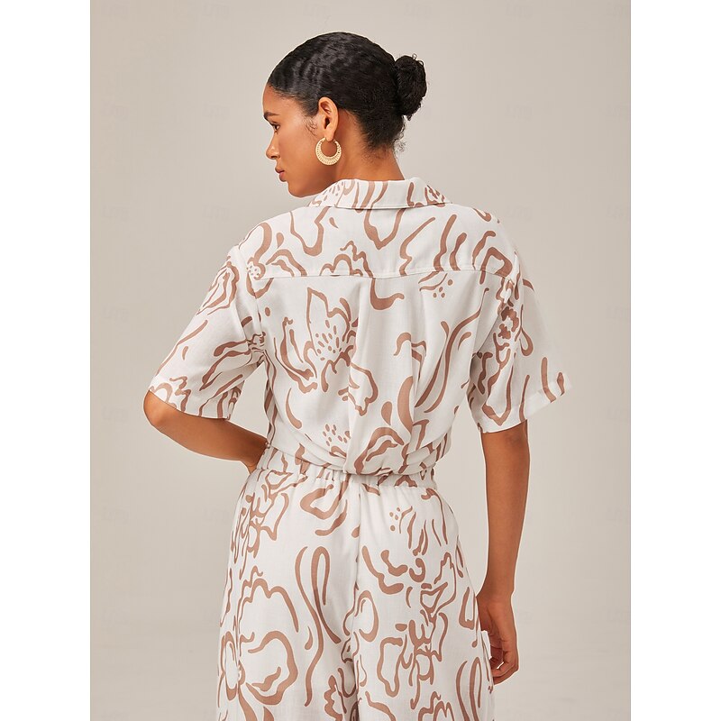 Abstract Art Print & Linen-Like Short-Sleeve Shirt3