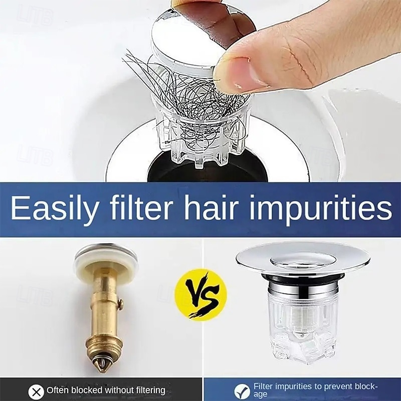 Universal Basin Pop-up Drain Filter Wash Basin Hair Sink Strainer Kitchen Bathtub Stopper Shower Plug Bathroom Tool3
