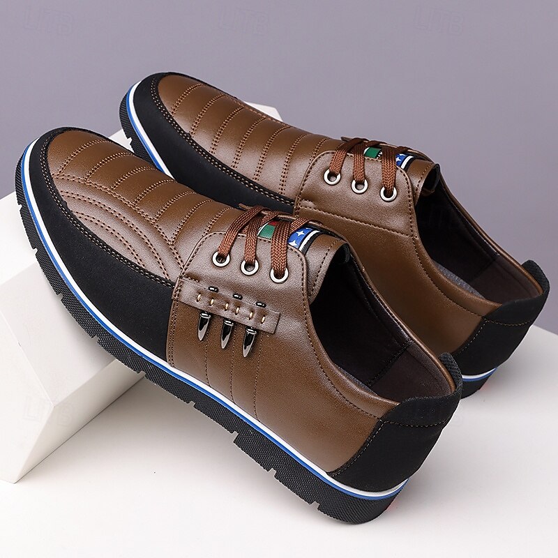 Men's Brown and Black Lace-Up Sneakers – Stylish Sporty Shoes for Casual Outings and Active Lifestyles2