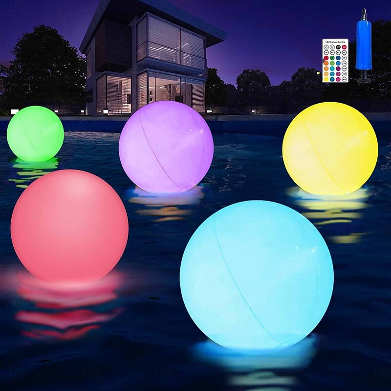 1 Pc 34cm Outdoor Solar Waterproof Inflatable Balloon Pool Light Courtyard Lawn Garden Path Pool Landscape Decoration Light Floating Light Remote