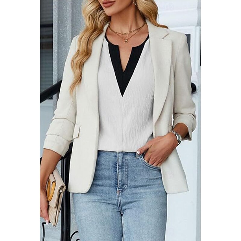 Women's Blouse Color Block Modern Casual Short Sleeve V Neck Regular Tops Holiday Going out Patchwork Black White Green Apricot Summer4