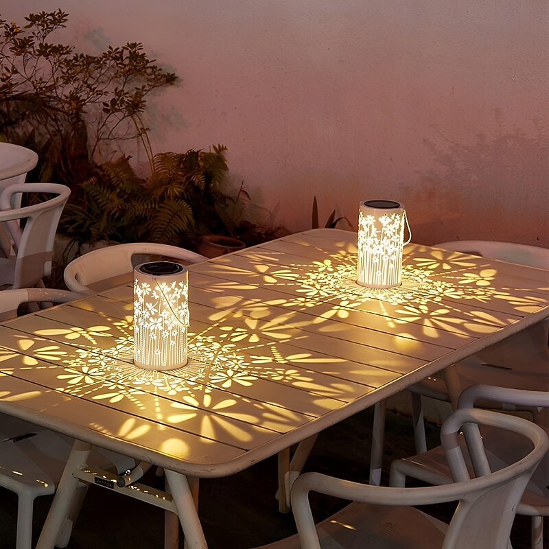 1 Pc Outdoor Waterproof Solar Lanterns Flower Dragonfly Projection Light Courtyard Garden Lawn Landscape Light Atmosphere Light Hanging Lantern3