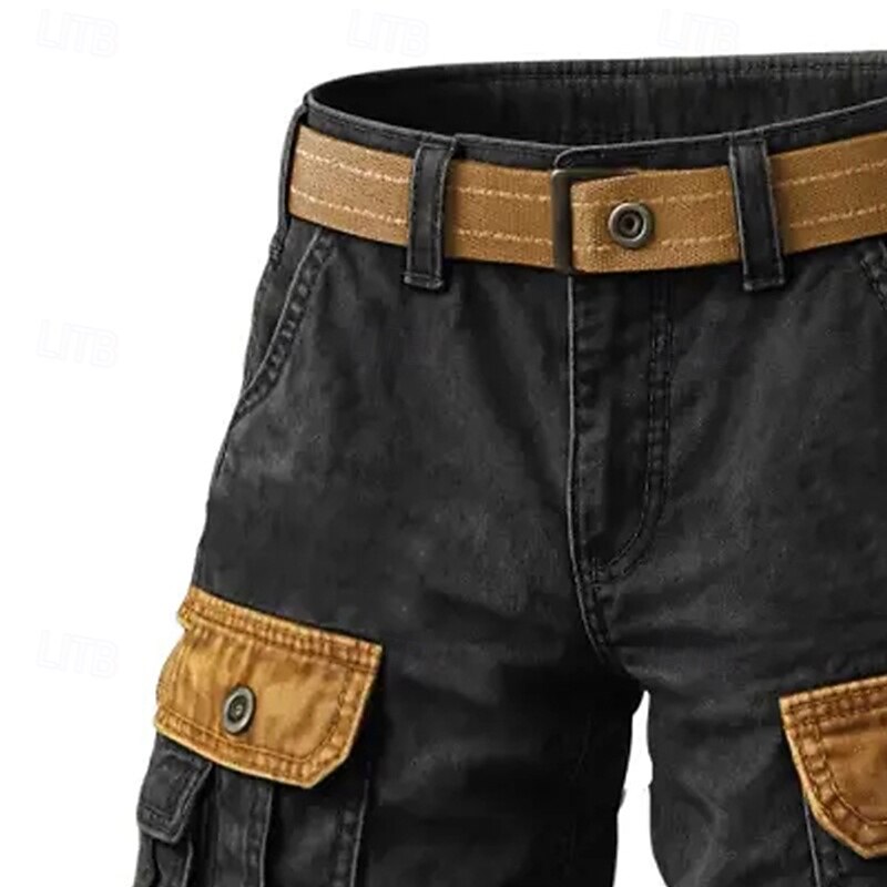 Men's Cargo Shorts Shorts Bermuda shorts Casual Shorts Hiking Shorts Multi Pocket Straight Leg Color Block Plain Moisture Wicking Wearable Knee Length Outdoor Casual Daily Fashion Streetwear Black2