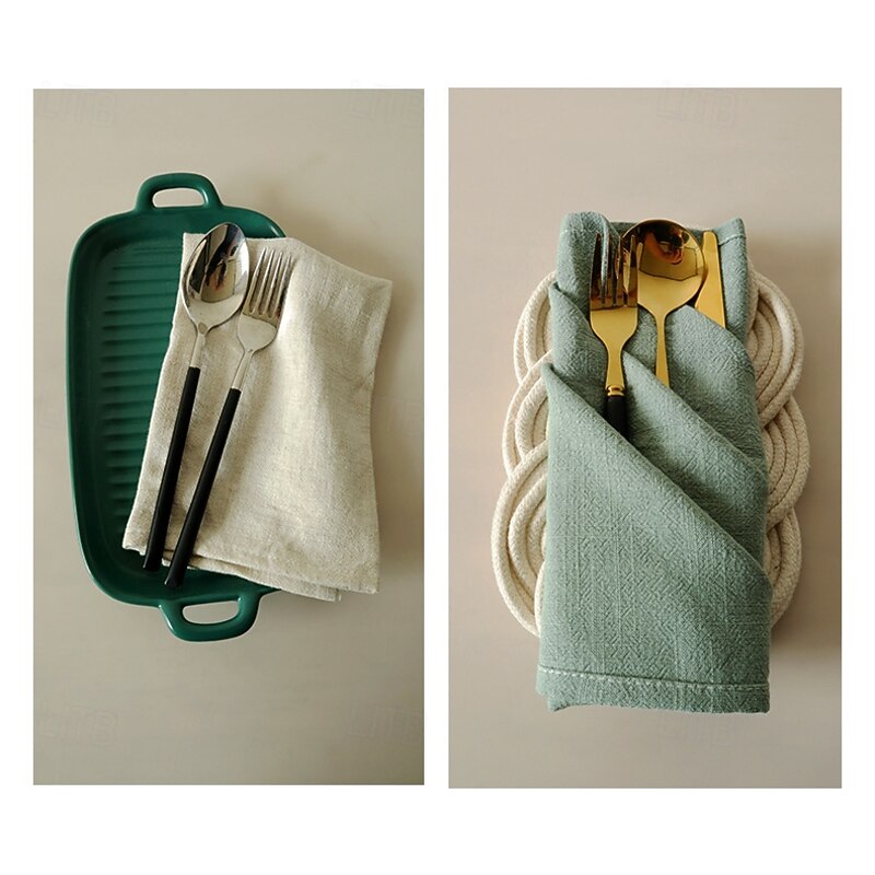 Cotton And Linen Napkins, Household Kitchen Napkins, Plain Colored Placemats, Square Tea Napkins, Linen And Cotton Napkins3