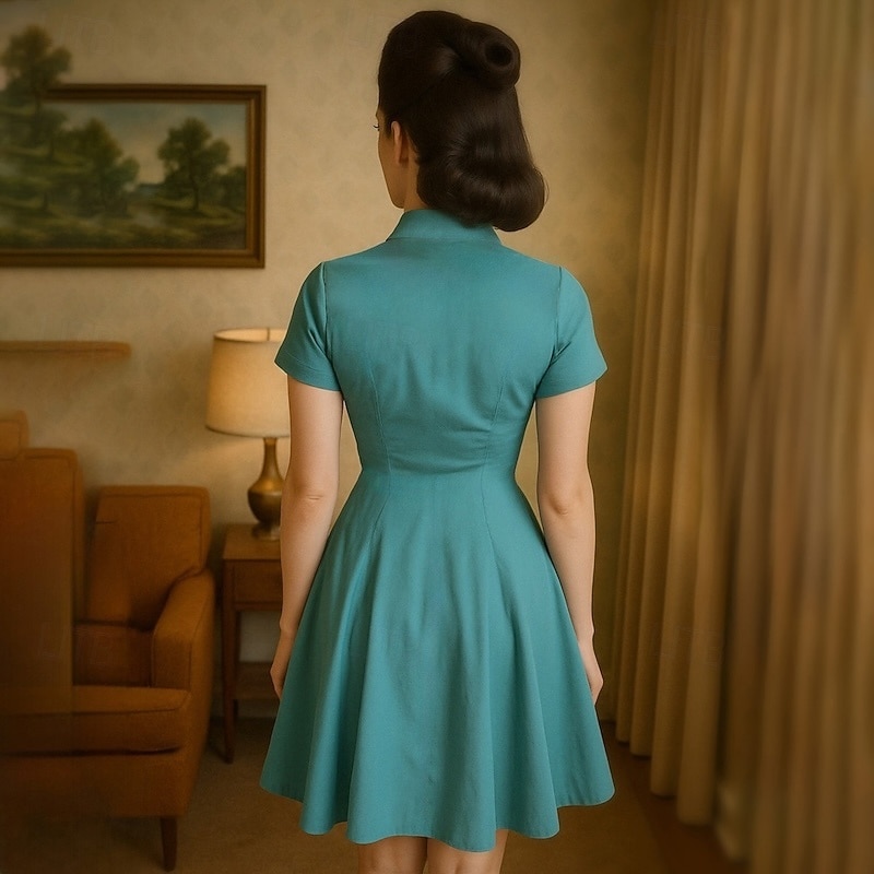 Retro Vintage 1950s Mini A Line Dress Shirt Dress Cowgirl Button Down 3D Print Fancy Dress Women's Masquerade Vacation Casual Tea Party Adults' Dress Summer2