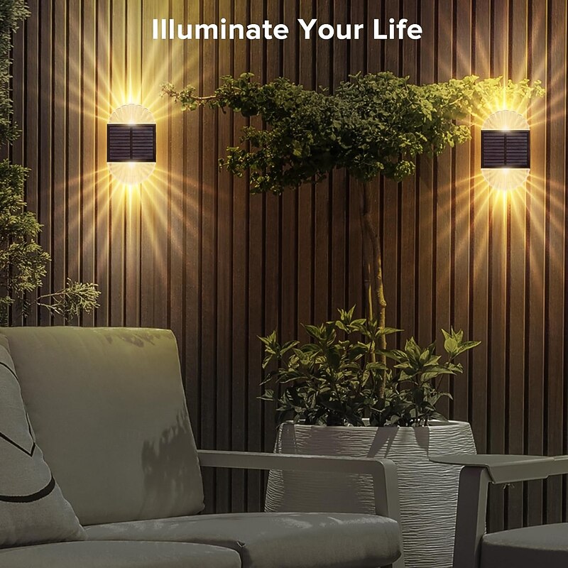 2/4 Pcs Solar Fence Wall Lights Outdoor Waterproof  Gaeden Lights for Yard Deck Garden Patio Lighting Decoration4